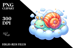 Baby Snail Sleeping on the Cloud Clipart Product Image 2