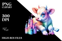 Colorful Pastel Baby Cow Building Sandcastle, Transparent Product Image 3