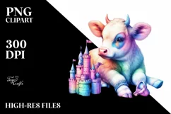 Colorful Pastel Baby Cow Building Sandcastle, Transparent Product Image 3