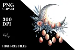 Pastel Watercolor Half Moon with Hanging Eggs PNG Product Image 2