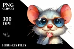 Watercolor Funny Mouse Portrait, Transparent PNG Product Image 3