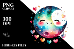 Colorful Digital Moon Hearts PNG Product Image 2