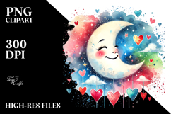 Colorful Smiling Moon PNG Product Image 2