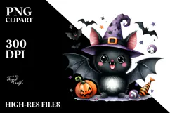 Funny Watercolor Halloween Bat, Transparent PNG Product Image 2