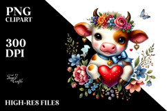 Colorful Baby Cow Heart PNG Product Image 2