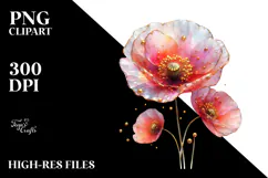 Poppy with Golden Accents PNG Product Image 2