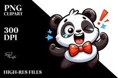 Excited Panda with Bow Tie PNG Product Image 2