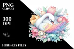 Pastel Swan Sleeping in Flower | Sublimation | Clipart Product Image 3