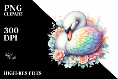 Pastel Swan Sleeping in Flower | Sublimation | Clipart Product Image 3