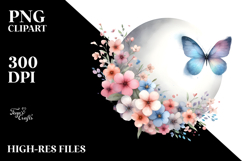 Modern Butterfly Flowers PNG Product Image 2