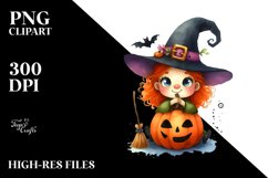 Funny Watercolor Witch Clipart Product Image 1
