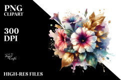 Vibrant Abstract Bouquet with Gold Foil | Clipart Product Image 2