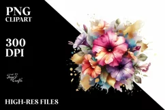 Vibrant Abstract Bouquet with Gold Foil | Clipart Product Image 3
