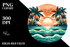 Vintage Tropical Island Sunset PNG Product Image 2