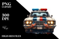 Vintage Dirty Police Car with Ribbons PNG Product Image 2