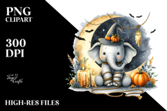 Elephant Dressed for Halloween on Half Moon PNG Product Image 2