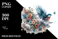 Cute Bird with Flowers PNG Product Image 2