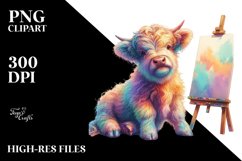 Colorful Baby Cow with Canvas, PNG Product Image 3