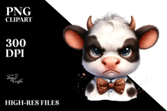 Expressive Cow with Bow and Tie, Transparent PNG Product Image 2