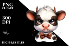 Expressive Cow with Bow and Tie, Transparent PNG Product Image 2