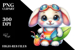 Goofy Goofy Cute Rabbit Surfboard PNG Product Image 2