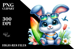 Sunny Rabbit with Surfboard, PNG Product Image 2