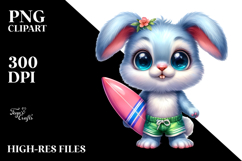 Radiant Rabbit with Surfboard, High-Quality PNG Product Image 2