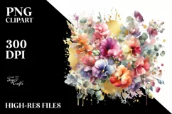 Colorful Sweet Pea Bouquet Splash | Sublimation Clipart Product Image 1