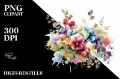 Colorful Sweet Pea Bouquet Splash | Sublimation Clipart Product Image 3