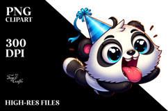 Cartoony Panda with Party Hat PNG Product Image 2