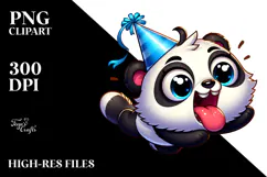 Cartoony Panda with Party Hat PNG Product Image 2