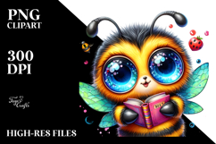 Cute Baby Bee Wearing Book PNG Product Image 2