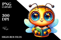Cute Baby Bee with Big Eyes, Watercolor PNG Product Image 2