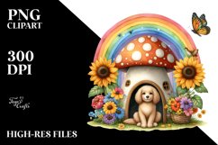 Colorful Dog House and Sunflower | Sublimation | Clipart Product Image 1