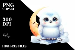 Cute Baby Snowy Owl PNG Product Image 3