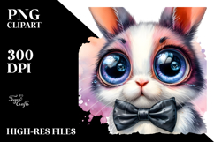 Crazy-Eyed Bunny with Bowtie PNG Product Image 2