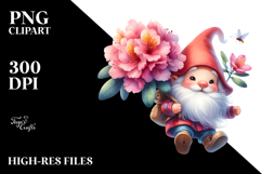 Cute Gnome with Rhododendron, Transparent PNG Product Image 2