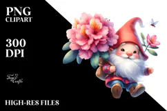 Cute Gnome with Rhododendron, Transparent PNG Product Image 2