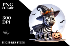 Washed Watercolor Halloween Zebra PNG Product Image 2