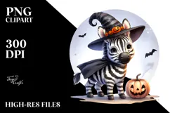Washed Watercolor Halloween Zebra PNG Product Image 2