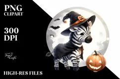 Washed Watercolor Halloween Zebra PNG Product Image 3