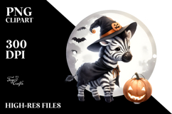 Washed Watercolor Halloween Zebra PNG Product Image 2