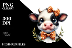 Funny Cow with Bow and Tie Expression, High-Res PNG Product Image 2