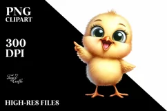Watercolor Funny Baby Chick Standing with Big Eyes and Goofy Product Image 3