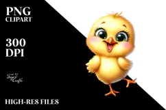 Watercolor Funny Baby Chick Standing with Big Eyes and Goofy Product Image 2