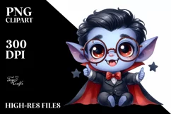 Cute Watercolor Vampire Thumbs Up | Sublimation | Clipart Product Image 1