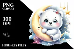 Colorful Watercolor Smiling Polar Bear | Clipart Product Image 1
