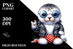 Cute Baby Seal with Rocker Look PNG Product Image 2