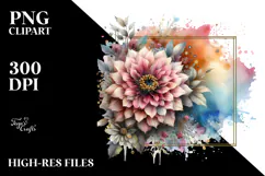 Zinnia Watercolor Splash, PNG Product Image 2