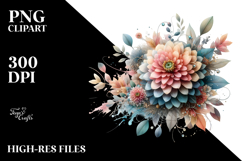 Colorful Zinnia Frame PNG Product Image 2